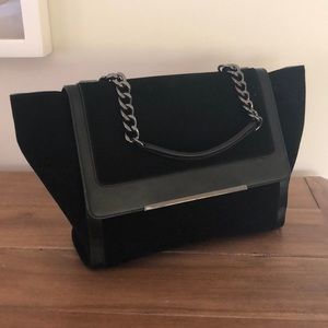 Black suede shoulder bag